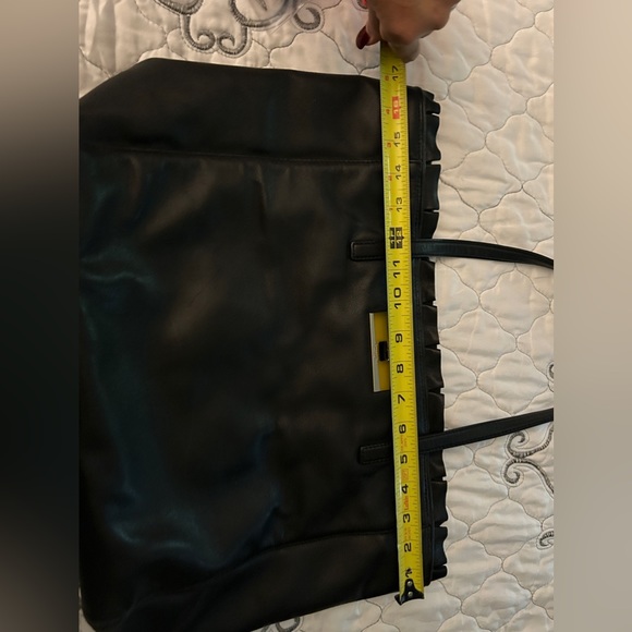 Black Kate Spade Leather Tote with ruffle trim. Used (like new) - Picture 3 of 3